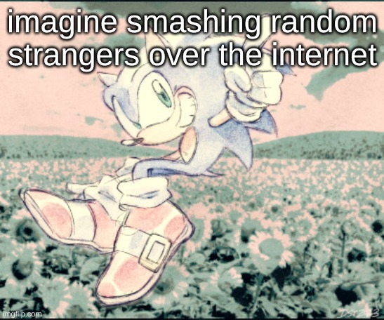 classic sonic by bugungusdungle | imagine smashing random strangers over the internet | image tagged in classic sonic by bugungusdungle | made w/ Imgflip meme maker