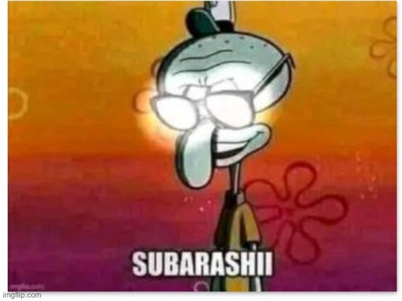Subarashii | image tagged in subarashii | made w/ Imgflip meme maker