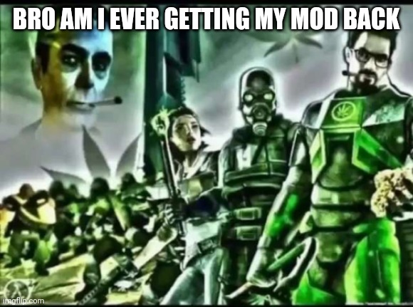 whoever removed it yk that was completely unjust and undeserved | BRO AM I EVER GETTING MY MOD BACK | image tagged in weed life 2 | made w/ Imgflip meme maker