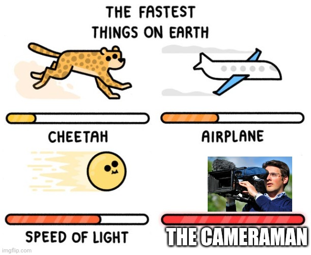 Fast as heel | THE CAMERAMAN | image tagged in fastest thing possible,fun,funny,memes,fast,i am speed | made w/ Imgflip meme maker