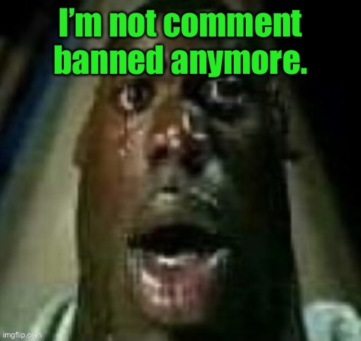 terror | I’m not comment banned anymore. | image tagged in terror | made w/ Imgflip meme maker