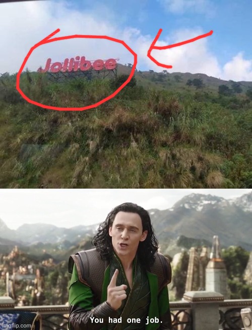 Jollibee Logo copy Hollywood Letter ??? | image tagged in you have one job,cursed image,you have one job loki,bruh,philippines,meme | made w/ Imgflip meme maker