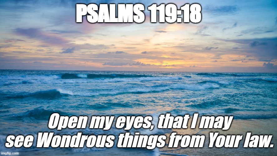 Bible Verse of the Day | PSALMS 119:18; Open my eyes, that I may see Wondrous things from Your law. | image tagged in bible verse of the day,christiansonly,jesus christ | made w/ Imgflip meme maker