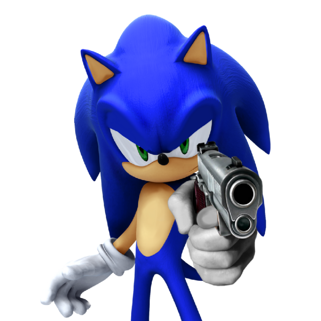 High Quality Sonic the Hedgehog With A Gun Blank Meme Template