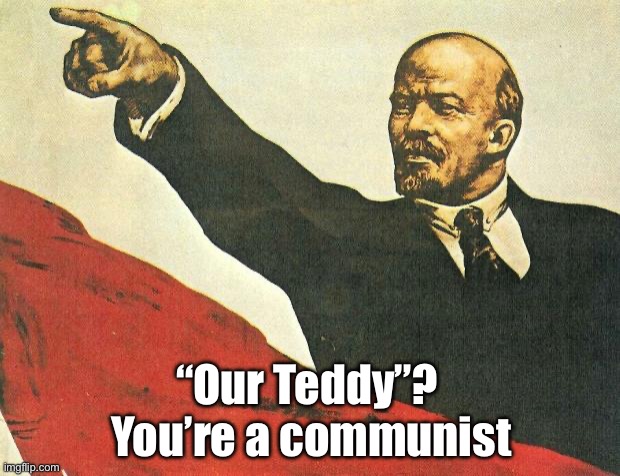 ...you're a communist | “Our Teddy”? 
You’re a communist | image tagged in you're a communist | made w/ Imgflip meme maker