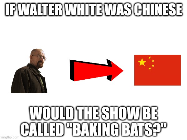The 5th installment | IF WALTER WHITE WAS CHINESE; WOULD THE SHOW BE CALLED "BAKING BATS?" | made w/ Imgflip meme maker