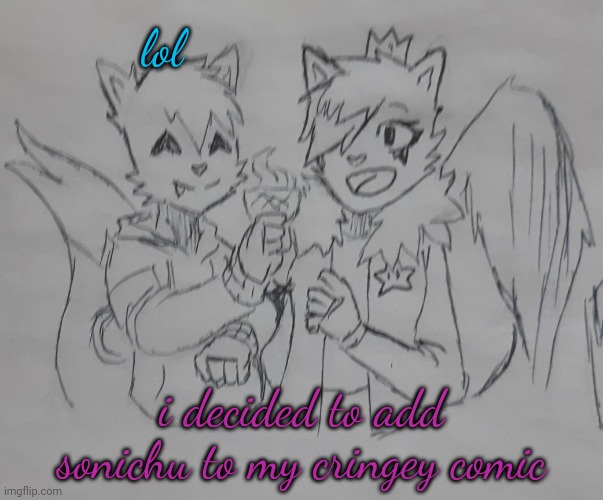 tho at least im actually adding lots of pages | lol; i decided to add sonichu to my cringey comic | image tagged in christian and kitty eating an ice cream | made w/ Imgflip meme maker