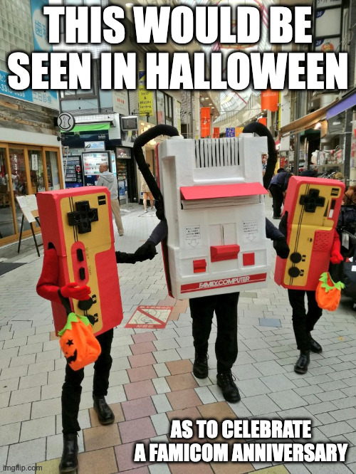 SNES Costume | THIS WOULD BE SEEN IN HALLOWEEN; AS TO CELEBRATE A FAMICOM ANNIVERSARY | image tagged in gaming,snes,nintendo,memes | made w/ Imgflip meme maker