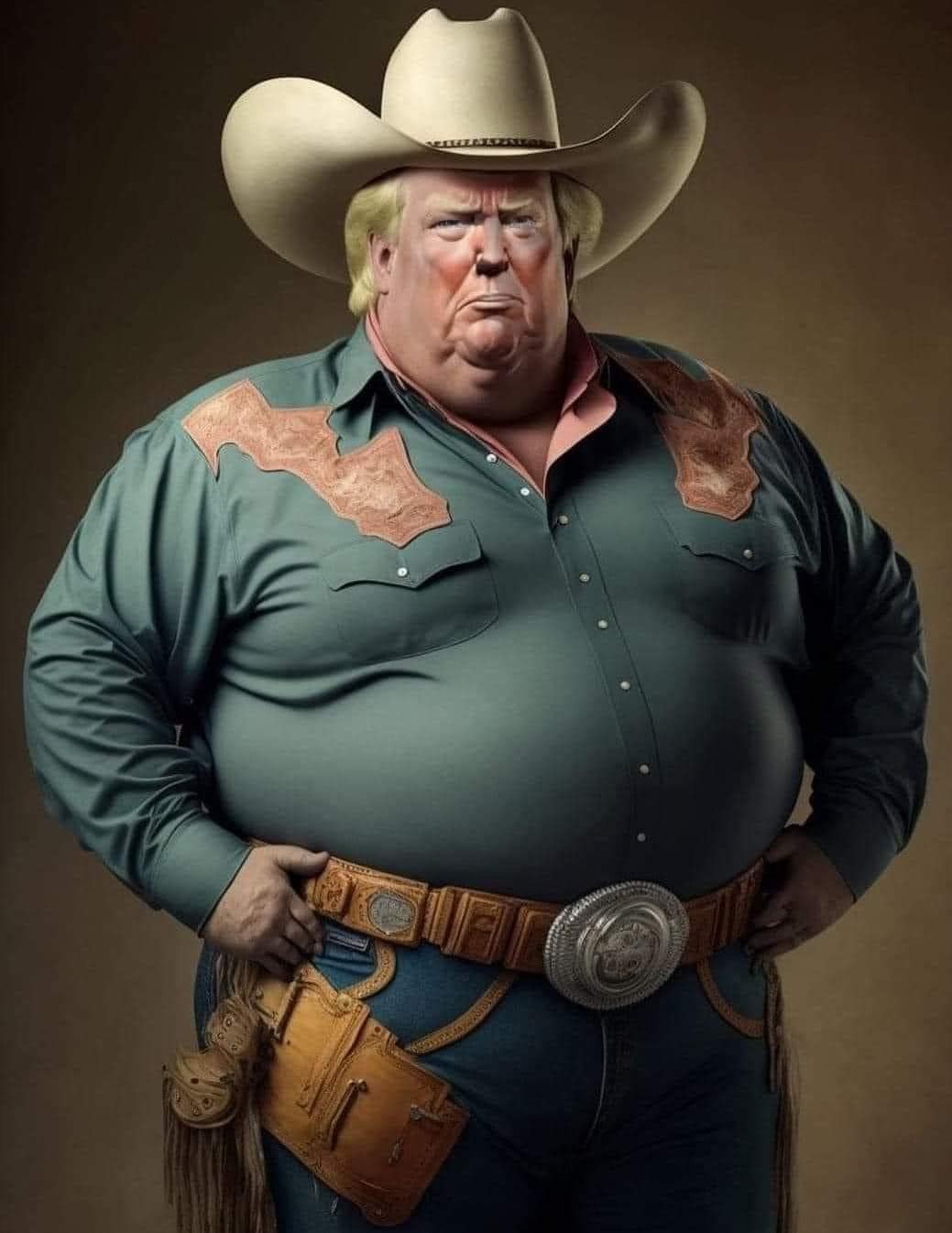 Fat gunslinger Trump Blank Meme Template