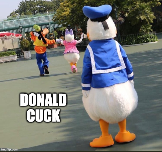 Goofy, Donald Duck, Daisy Duck | DONALD CUCK | image tagged in goofy donald duck daisy duck | made w/ Imgflip meme maker