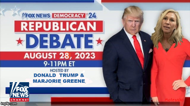 Republican 2023 Vice Presidential Debate on FOX | 8 | image tagged in fox debates 2023,hosts trump and greene,maga,christie vs trump sycophants,propaganda,no show trump | made w/ Imgflip meme maker