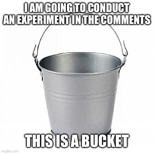 Bucket of Nope | I AM GOING TO CONDUCT AN EXPERIMENT IN THE COMMENTS; THIS IS A BUCKET | image tagged in bucket of nope,this is a bucket | made w/ Imgflip meme maker