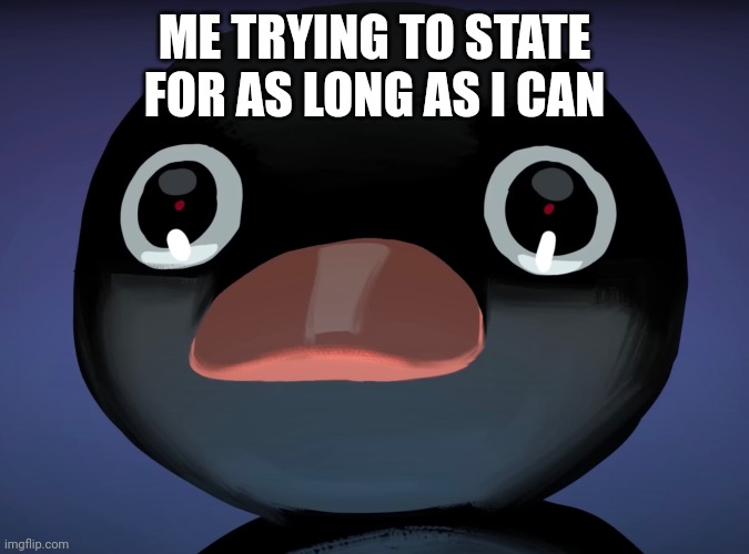 Pingu stare | ME TRYING TO STATE FOR AS LONG AS I CAN | image tagged in pingu stare | made w/ Imgflip meme maker