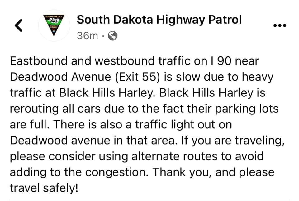 Heavy Rain is Causing Traffic Problems For the Sturgis Motorcycle Rally | image tagged in sturgis,bike week,motorcycle rally,black hills,south dakota,highway patrol | made w/ Imgflip meme maker