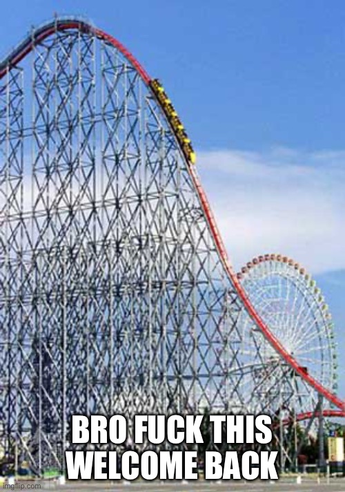 Rollercoaster  | BRO FUCK THIS WELCOME BACK | image tagged in rollercoaster | made w/ Imgflip meme maker