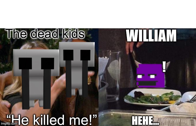 Will being accused by dead kids | The dead kids; WILLIAM; ! “He killed me!”; HEHE… | image tagged in memes | made w/ Imgflip meme maker