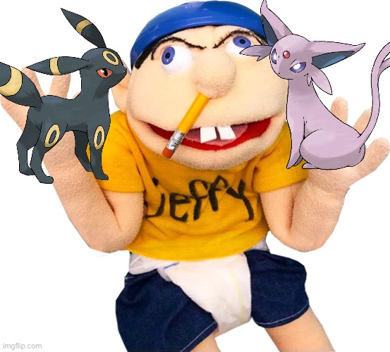 Jeffy loves Umbreon and Espeon | image tagged in happy jeffy,pokemon | made w/ Imgflip meme maker