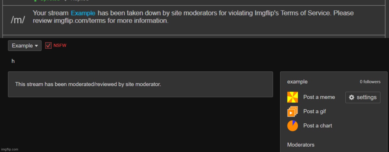 if imgflip added ban stream that violated the imgflip tos | made w/ Imgflip meme maker