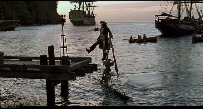 Jack Sparrow Sinking ship | image tagged in jack sparrow sinking ship | made w/ Imgflip meme maker