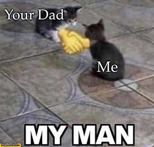 Cats shaking hands | Your Dad Me | image tagged in cats shaking hands | made w/ Imgflip meme maker
