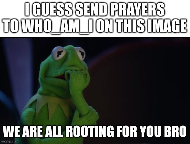 I don’t care about the upvotes. Just send prayers to who_am_i | I GUESS SEND PRAYERS TO WHO_AM_I ON THIS IMAGE; WE ARE ALL ROOTING FOR YOU BRO | image tagged in kermit worried face | made w/ Imgflip meme maker
