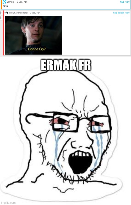 ERMAK FR | image tagged in ermak is gonna cry,soy boy cry | made w/ Imgflip meme maker