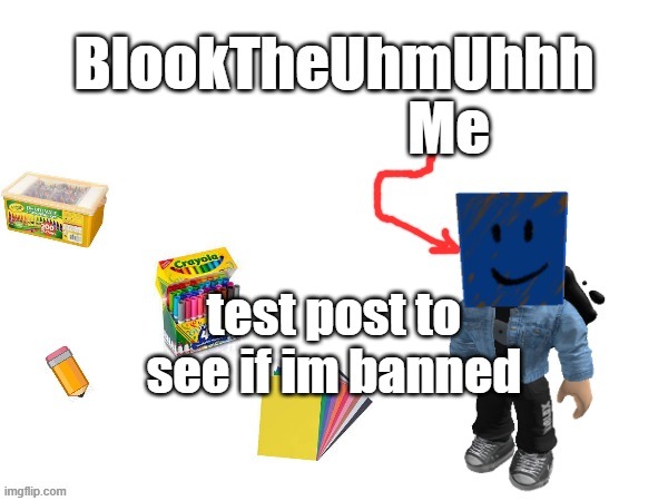 Blook's New Announcements | test post to see if im banned | image tagged in blook's new announcements | made w/ Imgflip meme maker