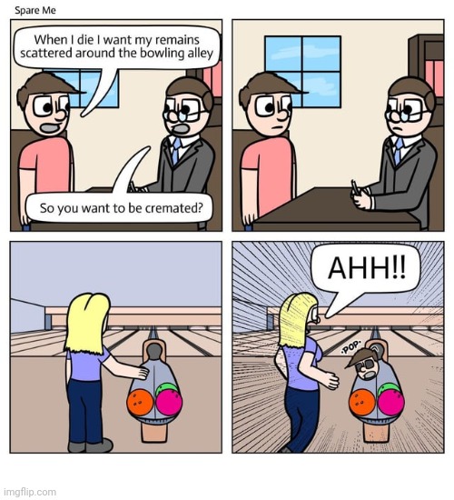 Bowling balls | image tagged in bowling,bowling ball,cremated,bowling balls,comics,comics/cartoons | made w/ Imgflip meme maker