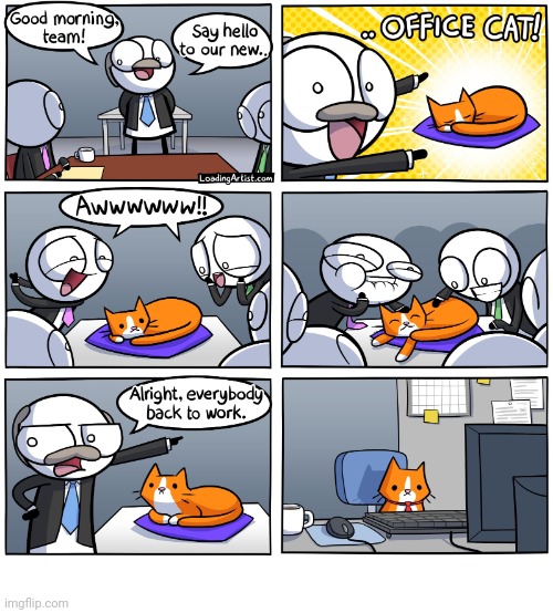Office cat | image tagged in loading artist,office,cat,work,comics,comics/cartoons | made w/ Imgflip meme maker