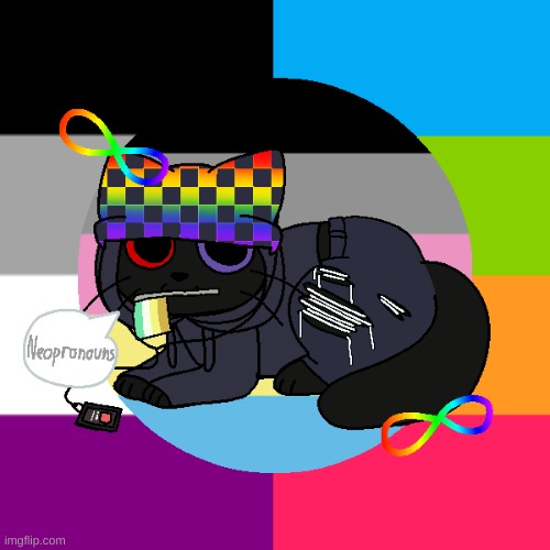 Cat with asexual, panromantic, polygender, and OCD flags (link in comments) | made w/ Imgflip meme maker