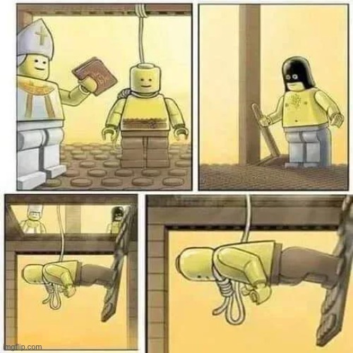 Death sentence | image tagged in lego man,death by hanging,problem,comics | made w/ Imgflip meme maker