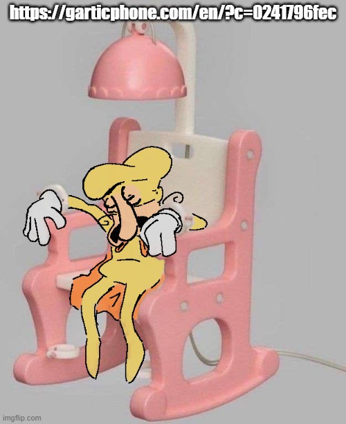 https://garticphone.com/en/?c=0241796fec | https://garticphone.com/en/?c=0241796fec | image tagged in the noise dead on a little tikes chair | made w/ Imgflip meme maker