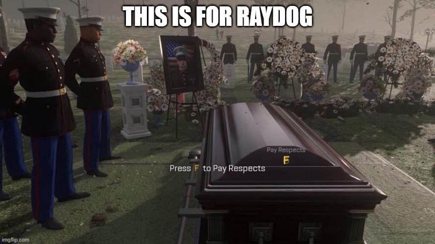 F | THIS IS FOR RAYDOG | image tagged in press f to pay respects,raydog | made w/ Imgflip meme maker