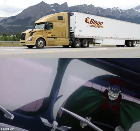 Bison transport | image tagged in street fighter,truck | made w/ Imgflip meme maker