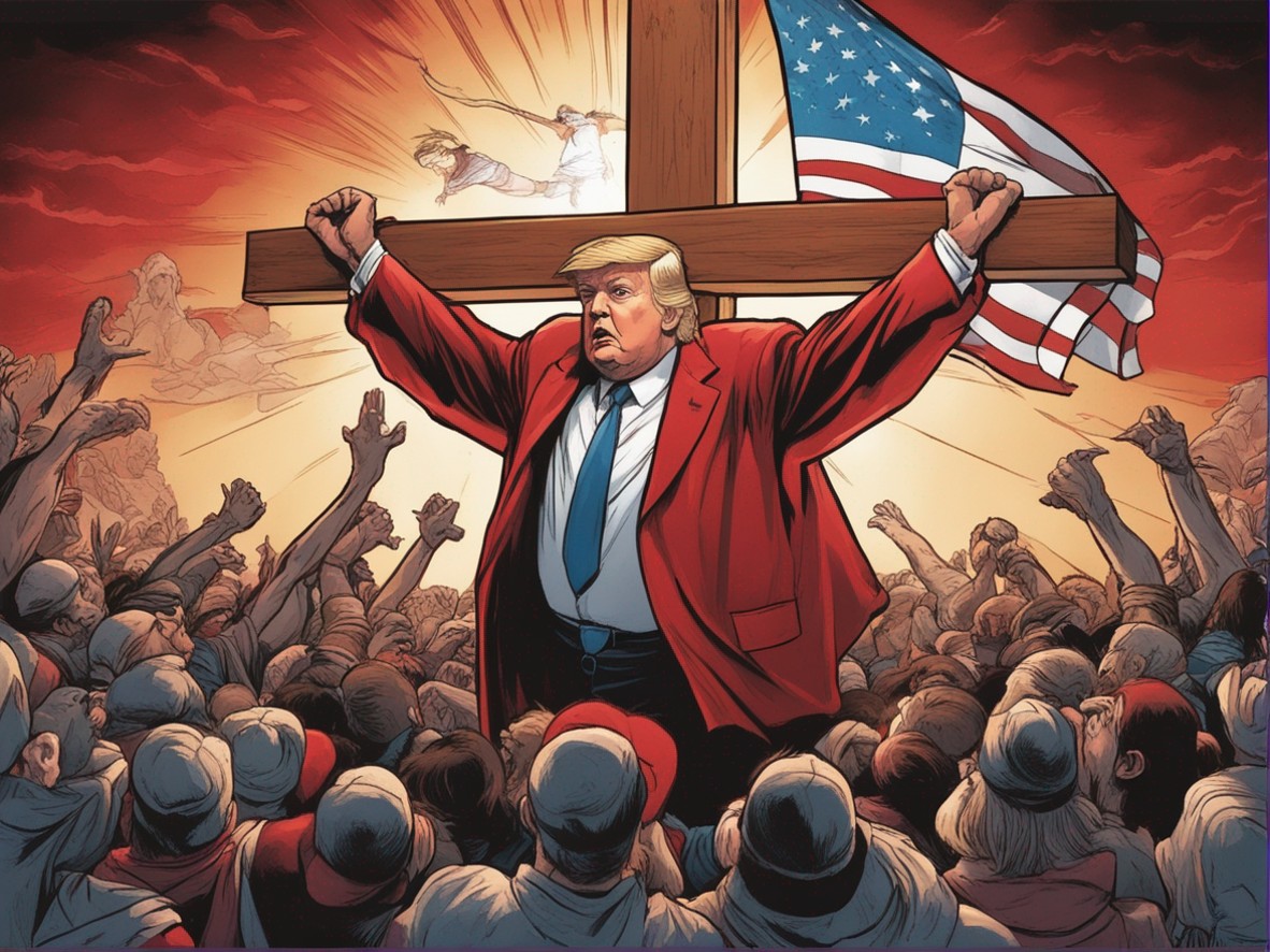 Trump being indicted for our sins - Jesus Crucifixion Blank Meme Template
