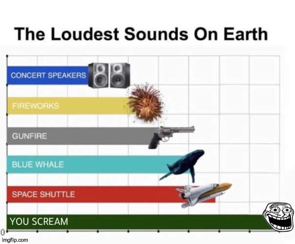 The Loudest Sound On Earth be like: | YOU SCREAM | image tagged in the loudest sounds on earth,scream | made w/ Imgflip meme maker