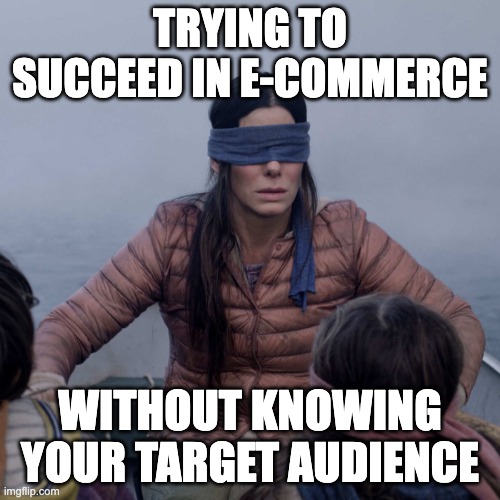No data no sales | TRYING TO SUCCEED IN E-COMMERCE; WITHOUT KNOWING YOUR TARGET AUDIENCE | image tagged in memes,bird box | made w/ Imgflip meme maker