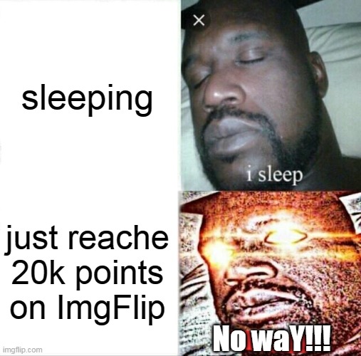 fr | sleeping; just reache 20k points on ImgFlip; No waY!!! | image tagged in memes,sleeping shaq | made w/ Imgflip meme maker