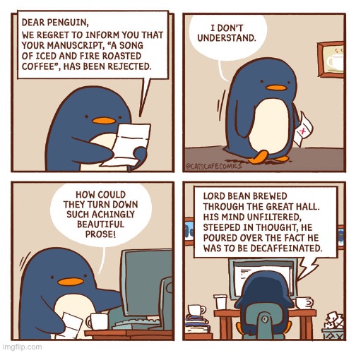 On the last panel, look to penguin’s right | image tagged in penguin,writing | made w/ Imgflip meme maker