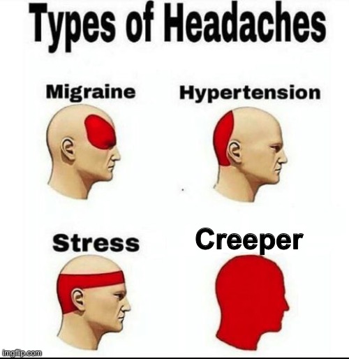 Booooom | Creeper | image tagged in types of headaches meme,explosion | made w/ Imgflip meme maker