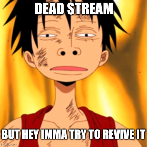Dead stream | DEAD STREAM; BUT HEY IMMA TRY TO REVIVE IT | image tagged in luffy huh,one piece,anime,funny,relatable,memes | made w/ Imgflip meme maker