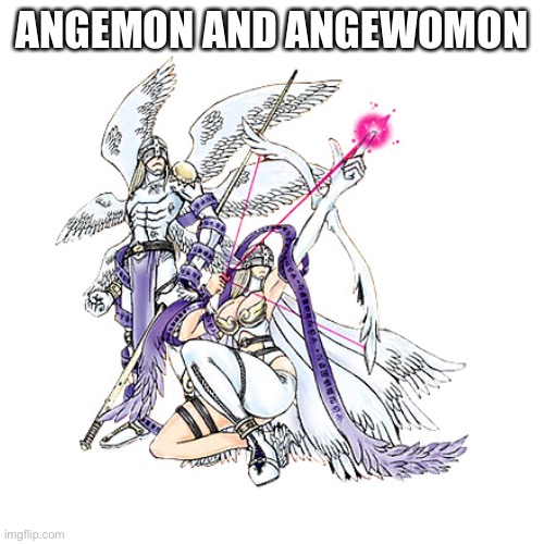 Angemon and Angewomon is a awesome digimon couple! | ANGEMON AND ANGEWOMON | image tagged in memes,blank transparent square | made w/ Imgflip meme maker