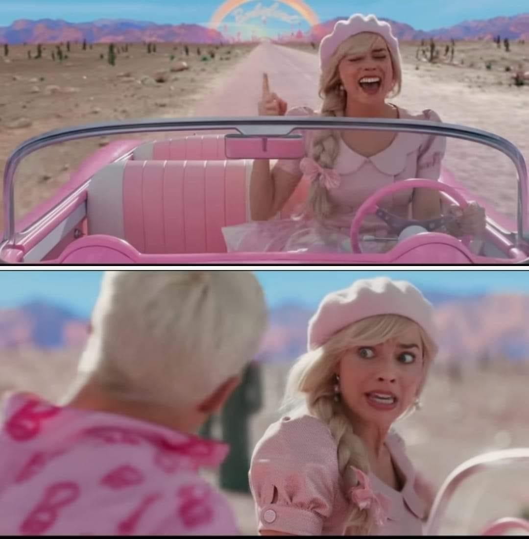 High Quality Barbie movie w Ken in car Blank Meme Template