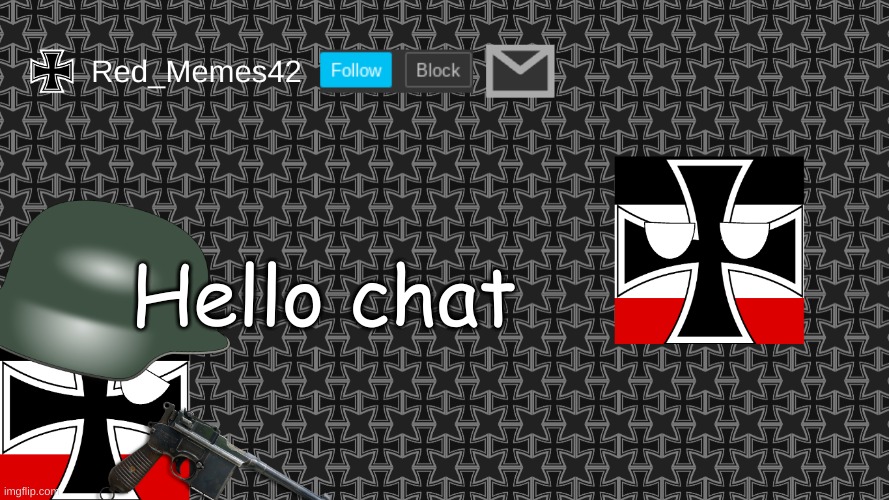 (mod note: we warmly welcome you :D) | Hello chat | image tagged in updated red_memes42 announcement template | made w/ Imgflip meme maker