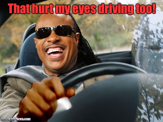 Stevie Wonder Driving | That hurt my eyes driving too! | image tagged in stevie wonder driving | made w/ Imgflip meme maker