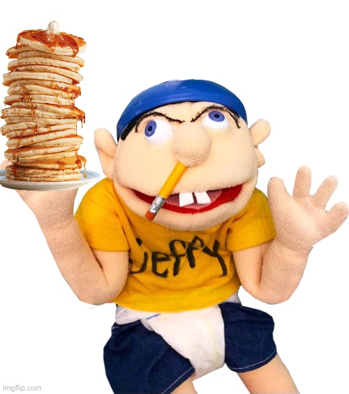 Jeffy loves pancakes | image tagged in happy jeffy | made w/ Imgflip meme maker