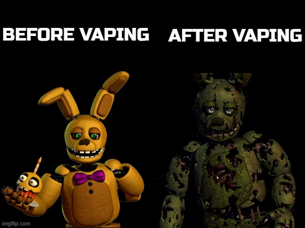 Springbonnie and Springtrap | BEFORE VAPING; AFTER VAPING | image tagged in springbonnie and springtrap | made w/ Imgflip meme maker