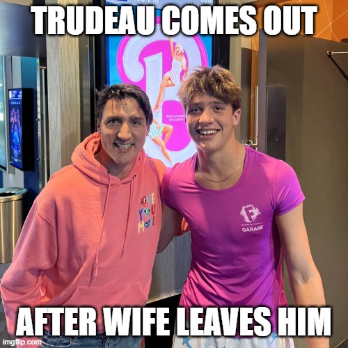 Trudeau Cones Out | TRUDEAU COMES OUT; AFTER WIFE LEAVES HIM | image tagged in trudeau cones out | made w/ Imgflip meme maker