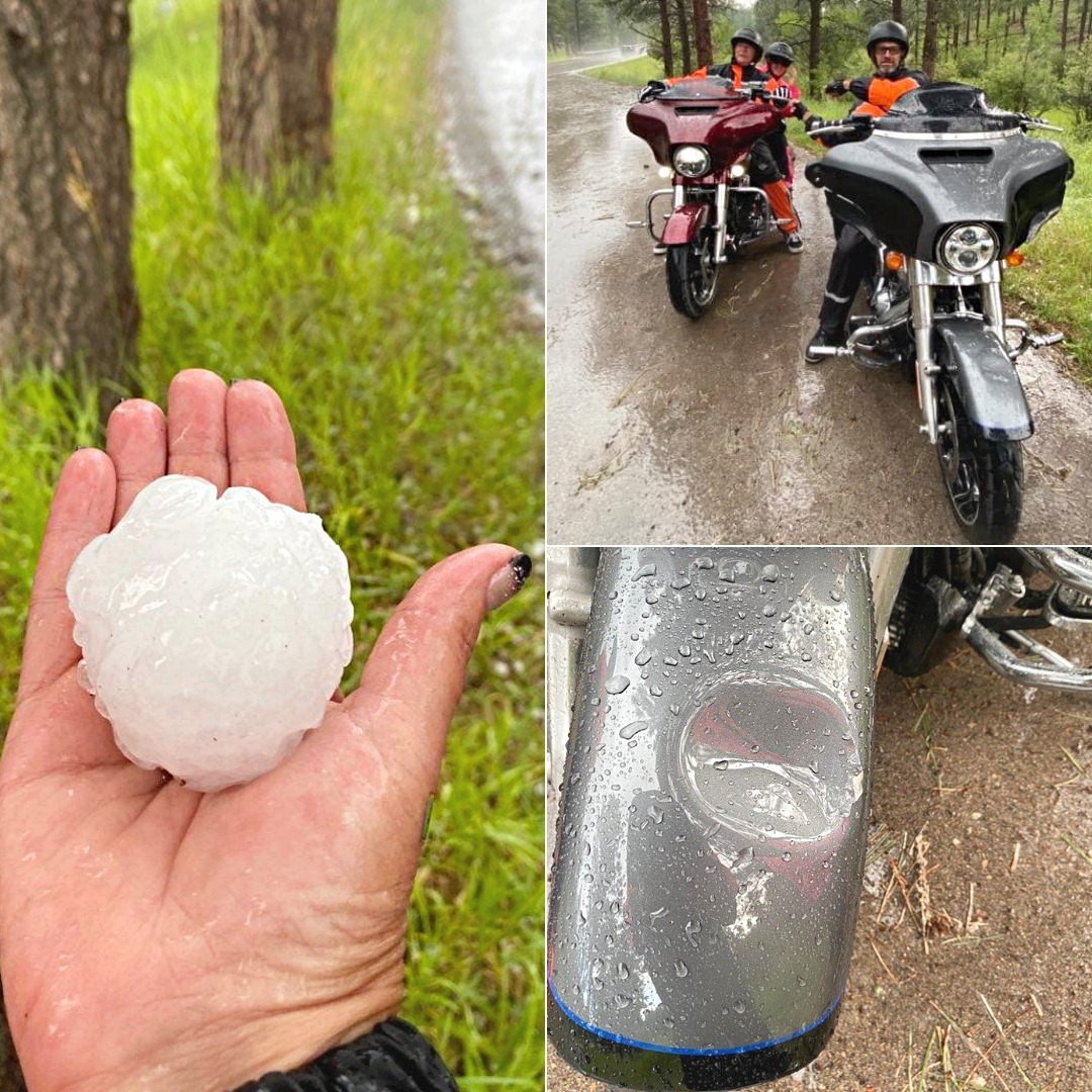 Gorilla Hail outside of Deadwood, South Dakota Yesterday. | image tagged in gorilla hail,fire and brimstone,hail,apocalypse now,sturgis motorcycle rally,deadwood | made w/ Imgflip meme maker