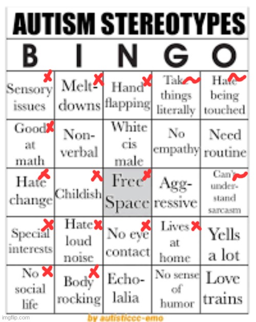 2 bingos? | image tagged in autism stereotypes bingo | made w/ Imgflip meme maker